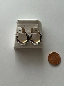 Vintage 14k Gold Knife Edge Diamond Cut Hoop Earrings With Tag - Picture 1 of 4