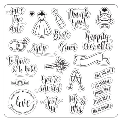 Fiskars Lia Griffith 8 pulgadas estampillas transparentes día boda novia novio tarjetas fotos Foto 1 de 2