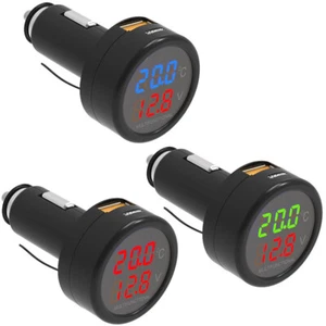 Double écran PD QC 3 en 1 voiture chargeur rapide allumeur thermomètre voltmètre dock - Photo 1 sur 7
