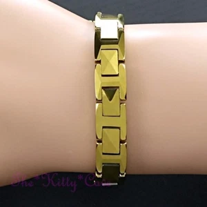 Bio Magnetisch Wolfram Rheuma Schmerzen Linderung, 24 KGB Gold Pyramiden Armband - Imagen 1 de 9
