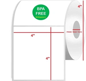 4" x 4" Thermal Labels 102 x 102mm 500 Label Roll for Zebra, Citizen, Toshiba - Picture 1 of 8