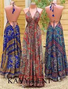 Venta al por mayor Maxi Vestido Hippie Largo de Seda India Ropa Festiva Vestido de Verano. - Imagen 1 de 12