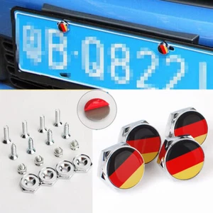 Germany German Flag Rear Door Tail Trunk License Plate Frame Screw Cap Bolt On - Bild 1 von 2