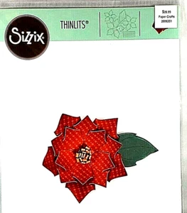 Poinsettia Bouquet Thinlits Metal Die Cut Sizzix 5 Dies Christmas Flower 3.25" - Picture 1 of 2