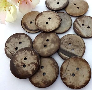 3x Knopf 30mm Rund Groß Knöpfe Kokosnuss Braun Brauntöne Holz Kokos Tracht Groß - Picture 1 of 2