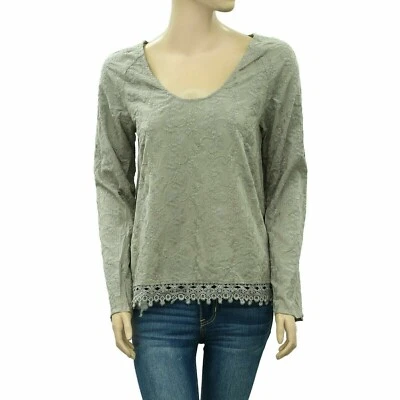 Odd Molly Anthropologie 刺绣衬衫上衣花卉钩针棉 S-1 272339 — 第 1/4 张图片