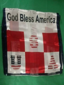God Bless America Silk Neck Scarf Red Blue White  60" X 14" 100% Silk - Picture 1 of 2