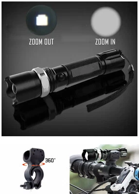 Linterna led con zoom Batería recargable Impermeable Superbrillan + Soporte 360° - Imagen 1 de 3