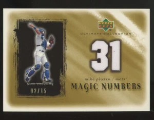 2001 Ultimate Collection Mike Piazza Magic Numbers Game Jersey Gold Patch /15 - Picture 1 of 2