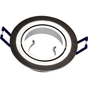 LED Einbaurahmen Rund 90x22mm Schwarz Aluminium Schwenkbar Spot GU10 MR16 - Picture 1 of 4