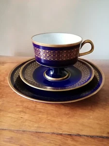 Lichte GDR elegante Vintage Porzellan Sammeltasse Tasse Teller Kobalt blau gold - Bild 1 von 4