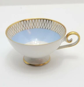 Vintage PT Bavaria Tirschenreuth Deutschland Demitasse Tassen blaues Gitter gold Zierleiste - Bild 1 von 10