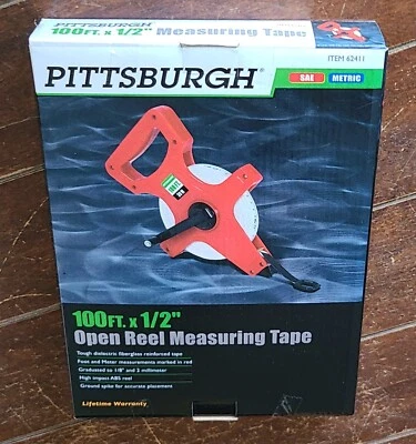 PITTSBURGH 100' x 1/2" Open Reel Measuring Tape (SAE/Metric) #62411 - Image 1 of 2