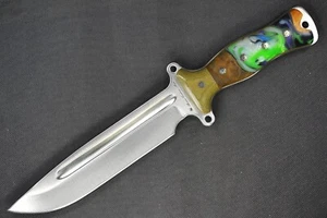Busse Custom TGULB .215" Satin Finish INFI w/fuller, G-rexed Acrylic/Wood Handle - Picture 1 of 13