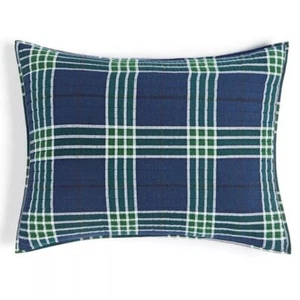 Martha Stewart Collection Blackwatch Quilt, King Sham, Bluegreen - Picture 1 of 1