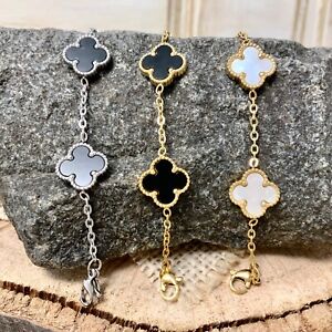 4 leaf clover bracelet gold Plated stackable hot trendy VCA ST. must have items