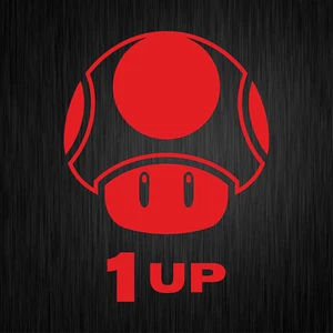 Mushroom Pilz 1 UP Gamer Nerd Geek Fun Rot Auto Vinyl Decal Sticker Aufkleber - Bild 1 von 1