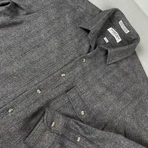 Vintage Hathaway House Shirt Mens Medium Gray Flannel 100% Saxony Wool Heavy 80s - Picture 1 of 12