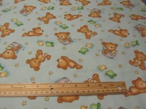2 Yards Green Bear/Duck/Turtle Bathtime Flannel Fabric - Picture 1 of 1