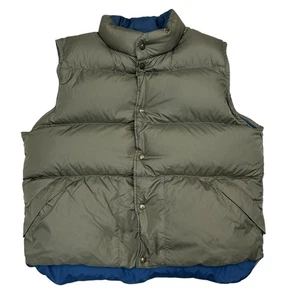 LL Bean Goose Down Vest Mens Medium Green Pearl Snap Outdoors Hiking Gorpcore - Picture 1 of 7
