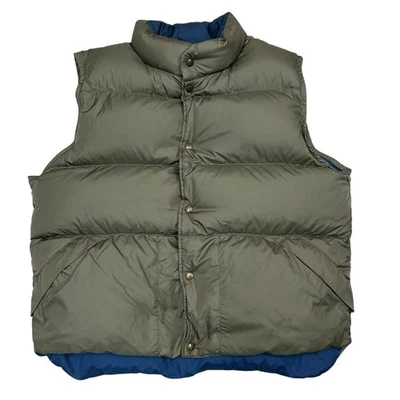 LL Bean Goose Down Vest Mens Medium Green Pearl Snap Outdoors Hiking Gorpcore - Image 1 of 4