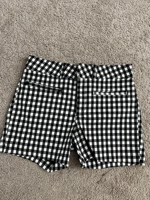 "Panthropologie Pantalones Cortos Mujer 27 Negro Blanco Picnic Guinga Ribete Bolsillos 4"" Entrepierna" Foto 1 de 3