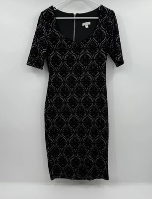 Vestido Bisou Bisou Mujer 8 Negro Gris Lápiz Elastizado Hasta la Rodilla Mangas Cortas Foto 1 de 4