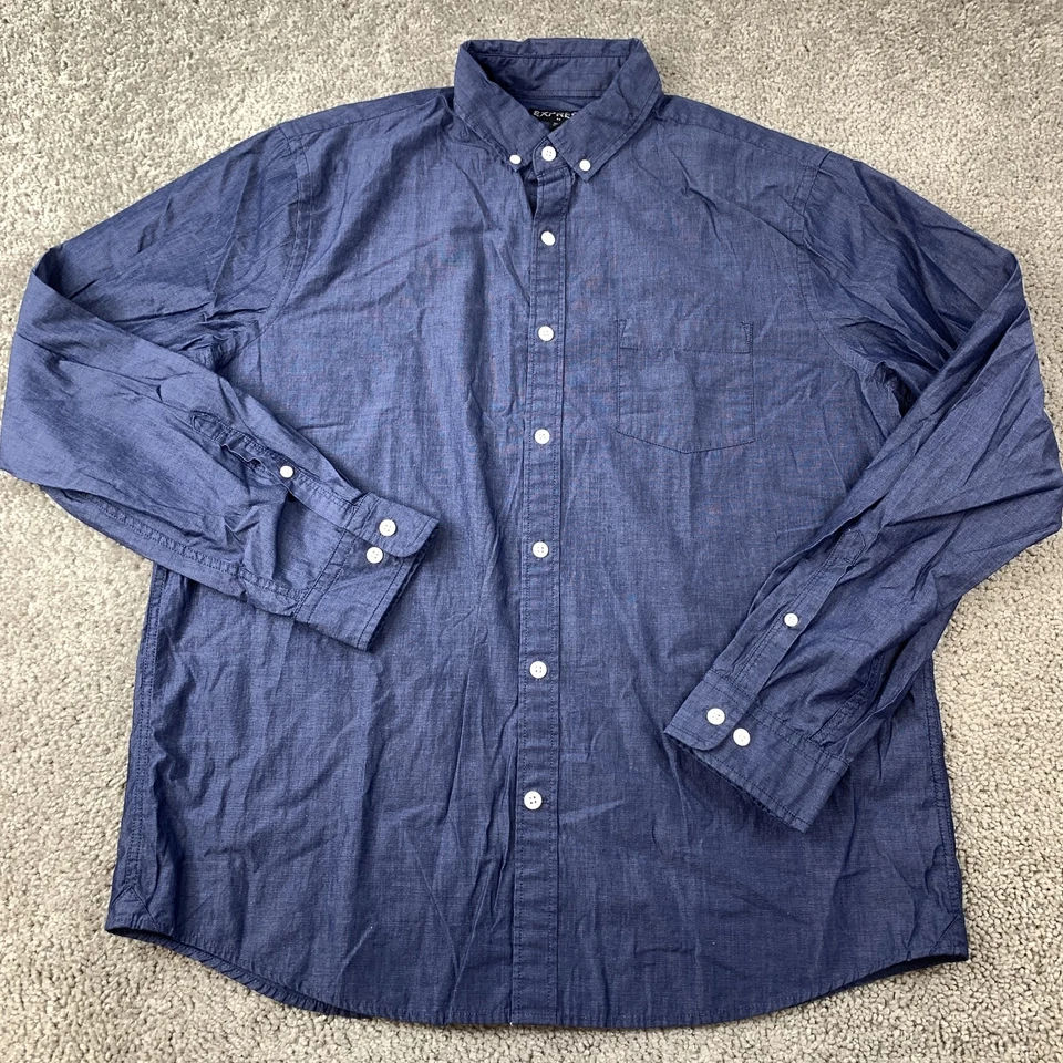 Kirkland Signature Button Up Shirt Men's Medium Long Sleeve Red White Gingham - Image 1 of 4