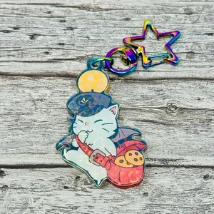 Final Fantasy Cookie Delivery Moogle Kawaii Holographic Keychain New - Picture 1 of 3