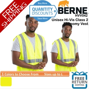 🔥 Berne Apparel Unisex Hi-Vis reflective Class 2 Economy Vest Upto Large HVV042 - Picture 1 of 5