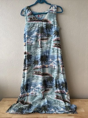 Hilo Hattie Blue Green Tropical Dress Size MEDIUM Women's The Hawaiian Original - Image 1 of 4