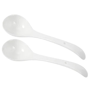 1 Set 2 Pcs Big Spoons Heavy Duty Deep Porcelain Spoons (White) - Picture 1 of 12