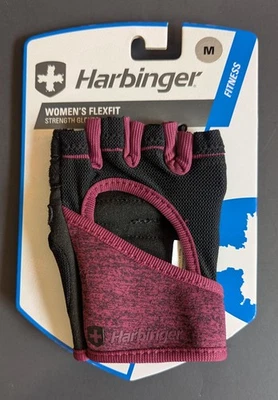 Harbinger Women's FlexFit Strength Lifting Gloves Sz Medium Black Merlot NEW - Image 1 of 4