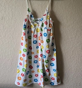 M&M’s Candy Logo Spaghetti Strap Dress Girls Size M White Colorful Print - Picture 1 of 10