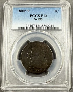 Busto drappeggiato 1800/79 grande centesimo 1c - PCGS F12 S-196 - raro datato - Foto 1 di 3