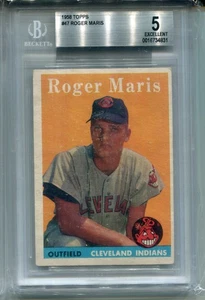 Tarjeta de novato 1958 Topps Roger Maris en muy buena condición 5 grados de béisbol #47 - Imagen 1 de 2