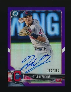 2018 Bowman Chrome Purple Refractor Auto Tyler Freeman #/250 RC Indians - Picture 1 of 2
