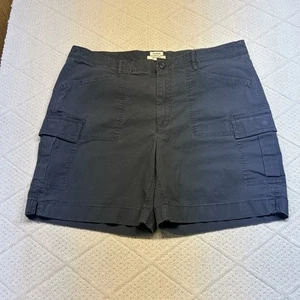 LL Bean pantaloncino donna 18 blu navy cargo vestibilità preferita piatto davanti elasticizzato - Foto 1 di 6