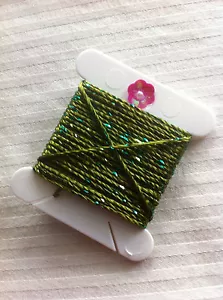 Avocado Green Silky Metallic Embellishing Twine Thread x 3m Wonderfil Dazzle - Picture 1 of 1