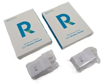 2 almohadillas de carga inalámbricas Qi de carga rápida RAVPower RP-PC014 10 W con cable y fuente Pwr Foto 1 de 4