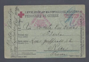 CARTOLINA POW CROCE ROSSA UNGHERIA 1918 A BELLA FRANCIA - SCANSIONE DETTAGLI COMPLETI #3 - Foto 1 di 3