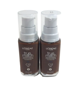 (2) L'Oreal True Match Super Blendable Liquid Foundation, C12 Cool Deep - Picture 1 of 2