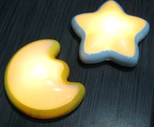 MOON and STARS Baby NURSERY Decor NIGHT LIGHTS Push-On VINTAGE - Picture 1 of 2