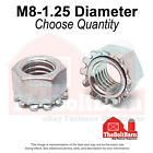 M8-1.25 Class 8 Hex K-Lock Nuts Zinc Clear Coarse Thread (Pick Quantity)