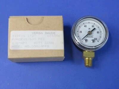 Versa Pressure Gauge 0-100 PSI 1.5" Dial 1/8" NPT Bott Connect 03010PF8, 075396 - Image 1 of 4