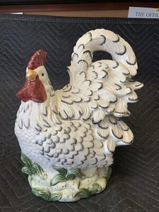 VTG Large Black & White Chicken Cookie Jar BEAUTIFUL - Picture 1 of 9
