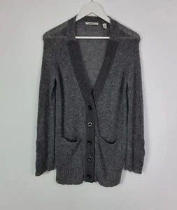 Country Road Wool Mohair Mix Longline Cardigan Size M Grey Chunky Open Knitted - Picture 1 of 6