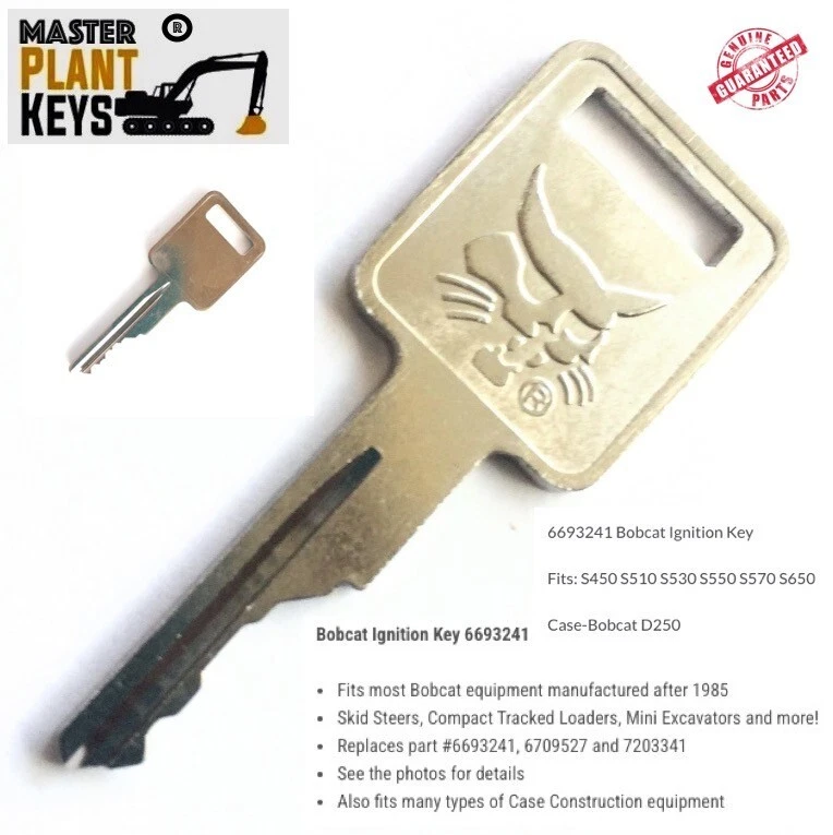 Bobcat Ignition Key Skid Steer Loaders Mini Excavators 6693241 Master D250 x 2