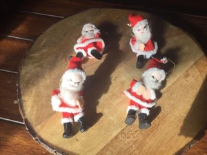 Lot of 4 Vintage Felt Santa’s with Tags Japan Christmas Ornaments - Picture 1 of 3