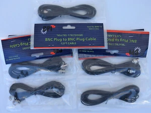 5 PCs. BNC Male Plug to BNC Male 75Ω RG179 cable - 12ft - Zdjęcie 1 z 2